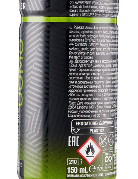 Malizia Uomo Deodorante Spray - 150ml - Vetyver